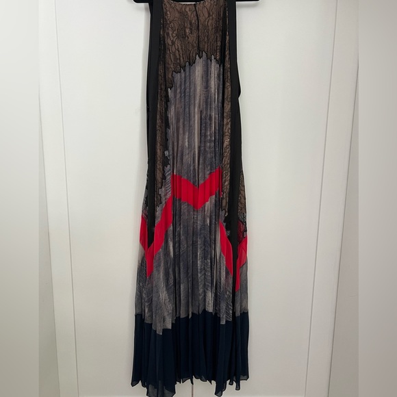 BCBG pleated lace blue black and coral evening dress - Picture 13 of 13